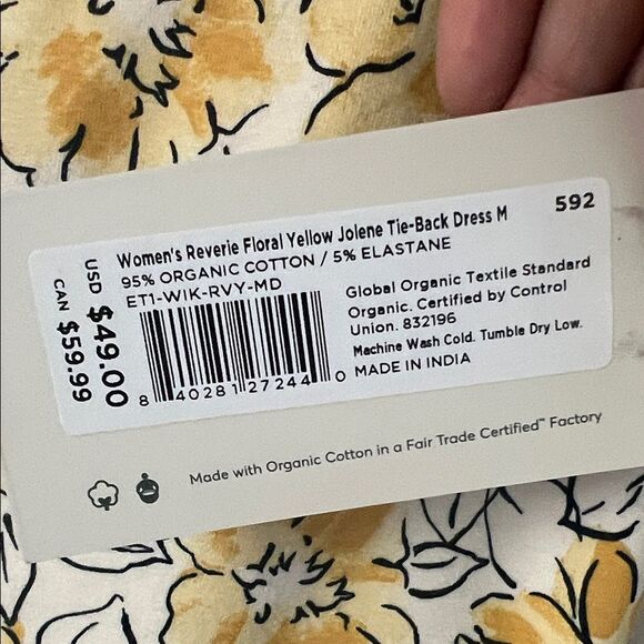 NWT Pact Reverie Floral Yellow Organic Cotton Tie Back Halter With Pockets in M - Picture 12 of 14